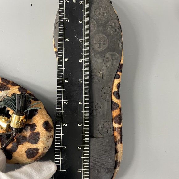 Tory Burch Brown Abbey Ballerina w/Tassel Leather Leopard Slip-on Flats, 8.5 - Picture 12 of 12